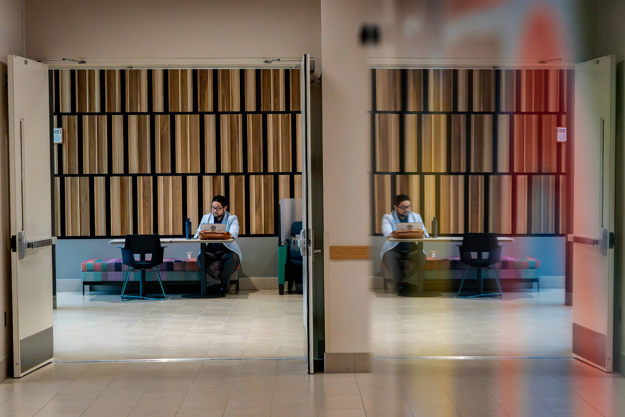 A student studying in the library